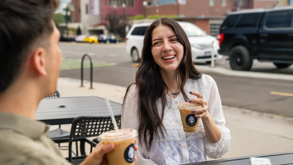 Couple enjoying coffee & cookies