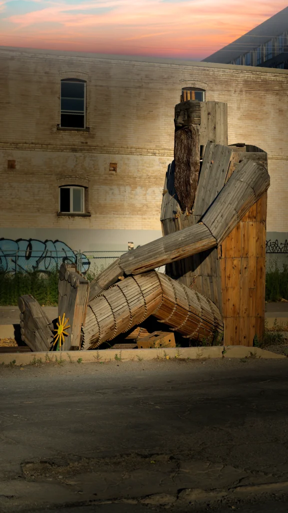 Wooden guy sculpture